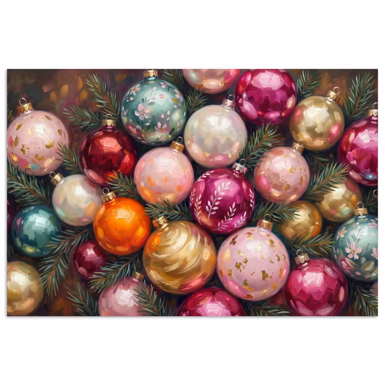 Poster - Kerstballen - Kleurrijk - Feest