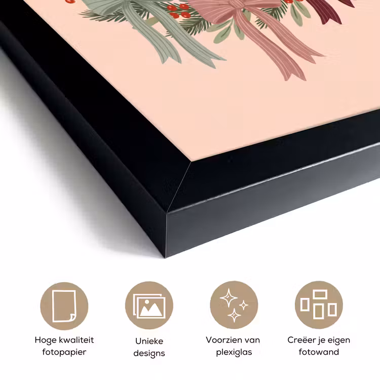 Poster met lijst - Kerstkrans - Strikken - Kerst — 6