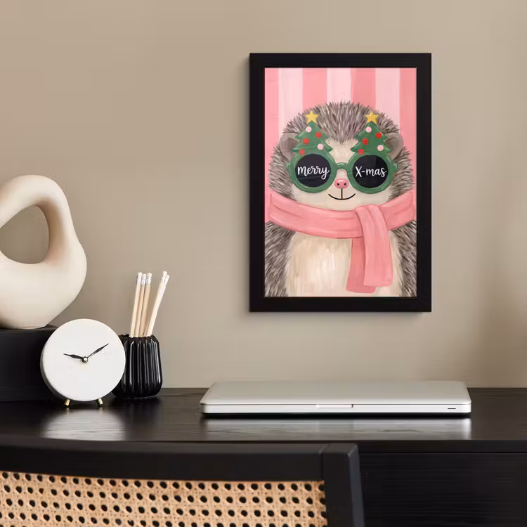 Poster met lijst - Egel - Kerst - Illustratie — 2