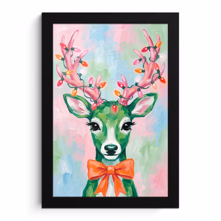 Poster met lijst - Hert - Kerst - Dieren — 1
