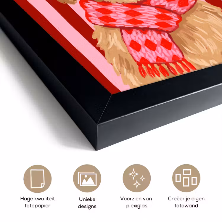Poster met lijst - Hond - Kerst - Rood — 6