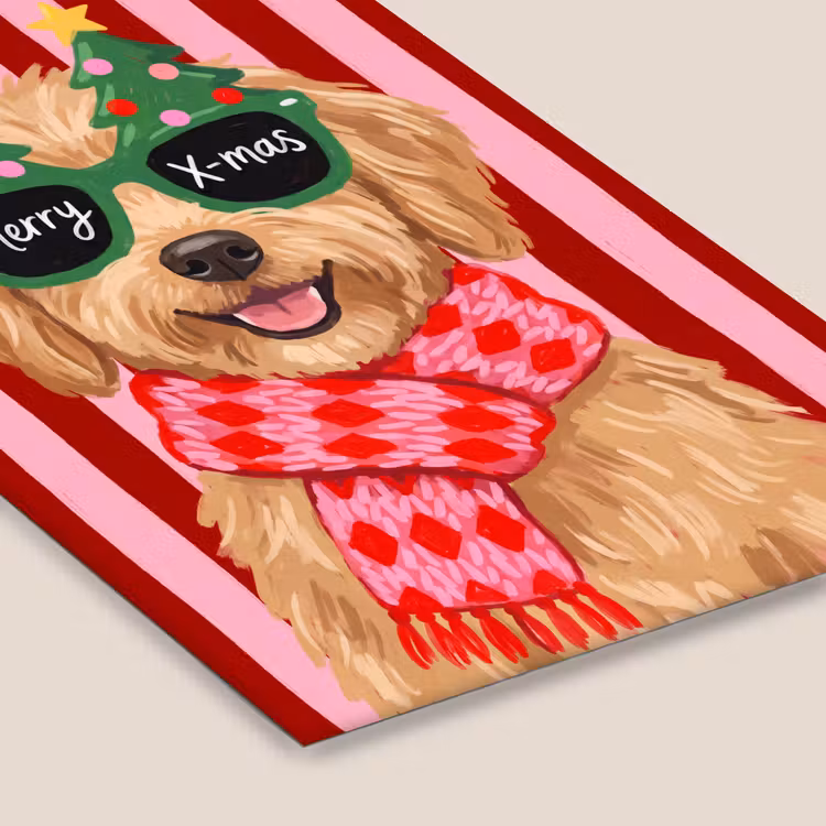 Poster met lijst - Hond - Kerst - Rood — 7