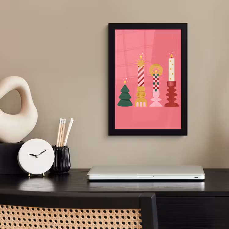 Poster met lijst - Kaarsen - Feest - Roze — 2