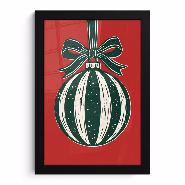 Poster met lijst - Kerstbal - Kerst - Rood