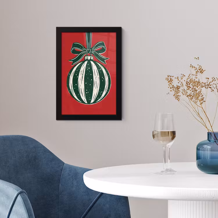 Poster met lijst - Kerstbal - Kerst - Rood — 4