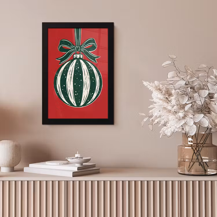 Poster met lijst - Kerstbal - Kerst - Rood — 5