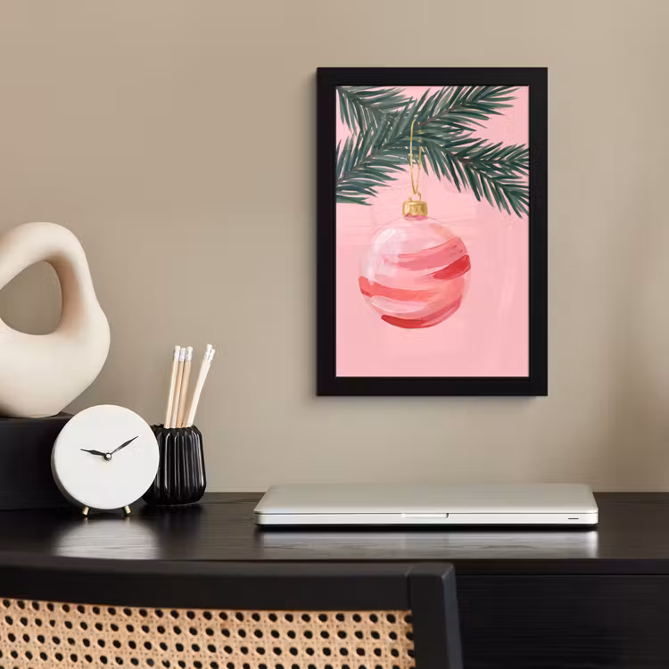 Poster met lijst - Kerstbal - Roze - Kerst — 2