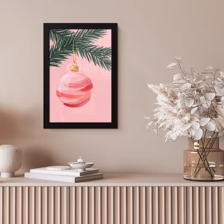 Poster met lijst - Kerstbal - Roze - Kerst — 5