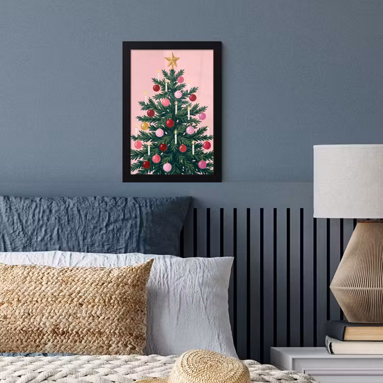 Poster met lijst - Kerstboom - Kerst - Roze — 3