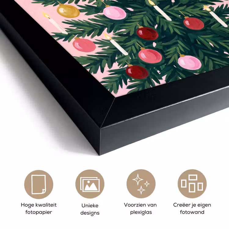Poster met lijst - Kerstboom - Kerst - Roze — 6