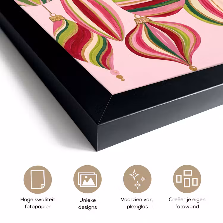 Poster met lijst - Kerstversiering - Gestreept - Roze — 6