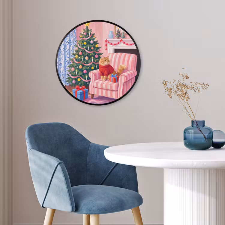 Ronde fotolijst - Kat - Kerst - Interieur — 4