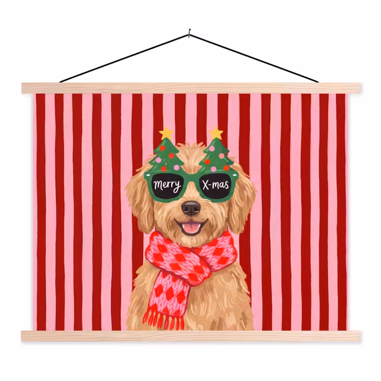 Schoolplaat - Hond - Kerst - Rood