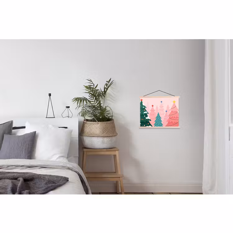 Schoolplaat - Kerstbomen - Illustratie - Roze — 2