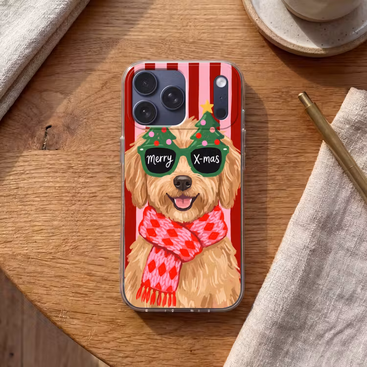 Telefoonhoesje Softcase - Hond - Kerst - Rood — 2