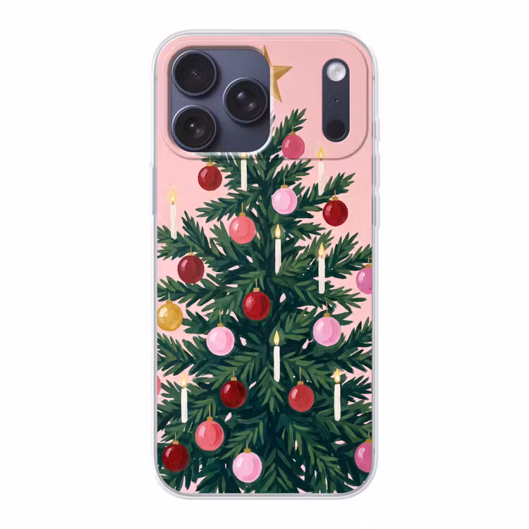 Telefoonhoesje Softcase - Kerstboom - Kerst - Roze — 1