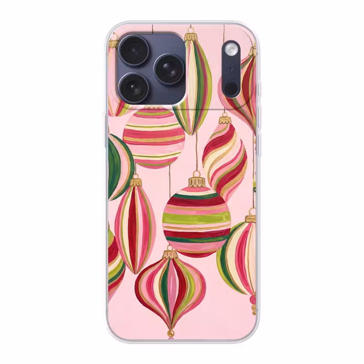 Telefoonhoesje Softcase - Kerstversiering - Gestreept - Roze