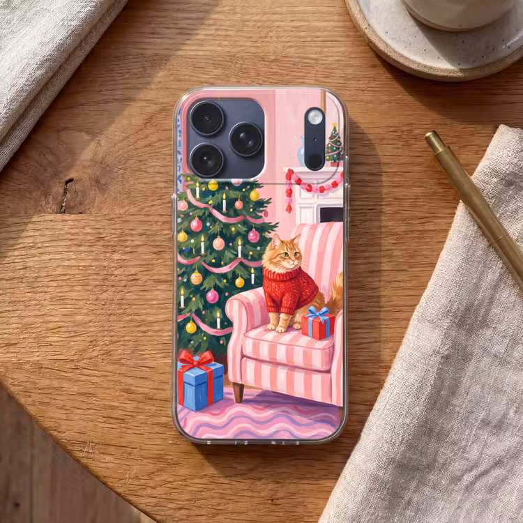 Telefoonhoesje Softcase - Kat - Kerst - Interieur — 2