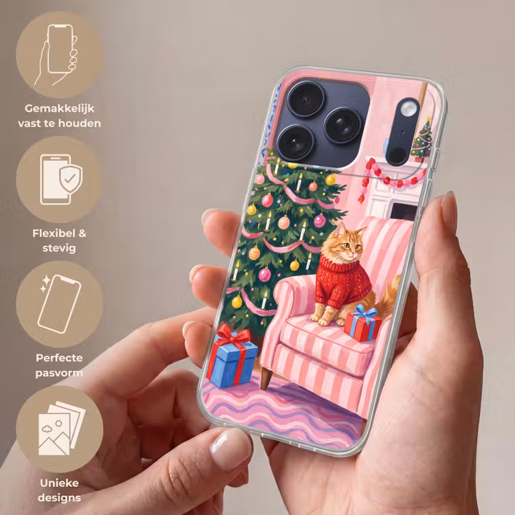 Telefoonhoesje Softcase - Kat - Kerst - Interieur — 4