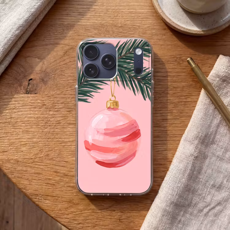 Telefoonhoesje Softcase - Kerstbal - Roze - Kerst — 2