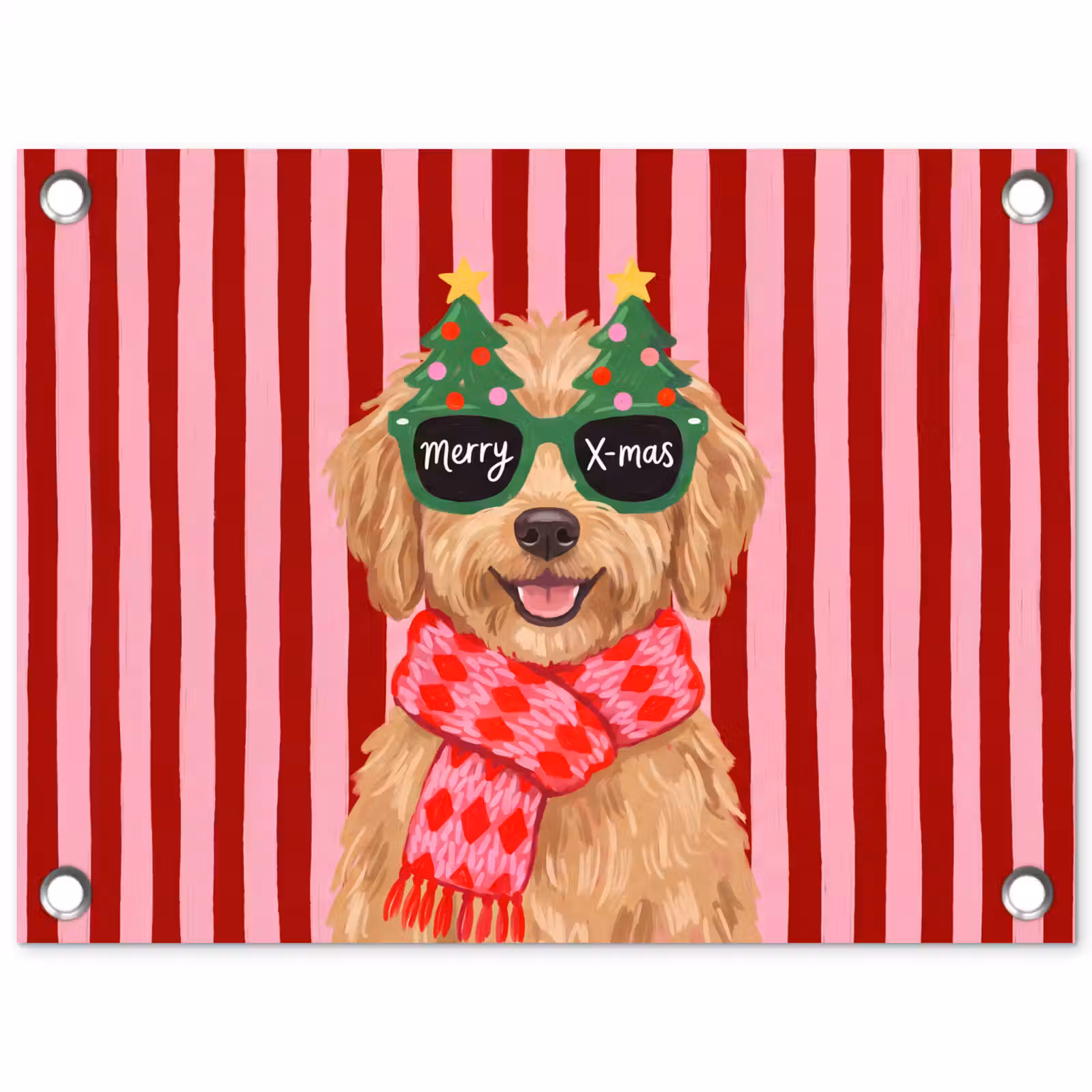 Tuinposter - Hond - Kerst - Rood — 1
