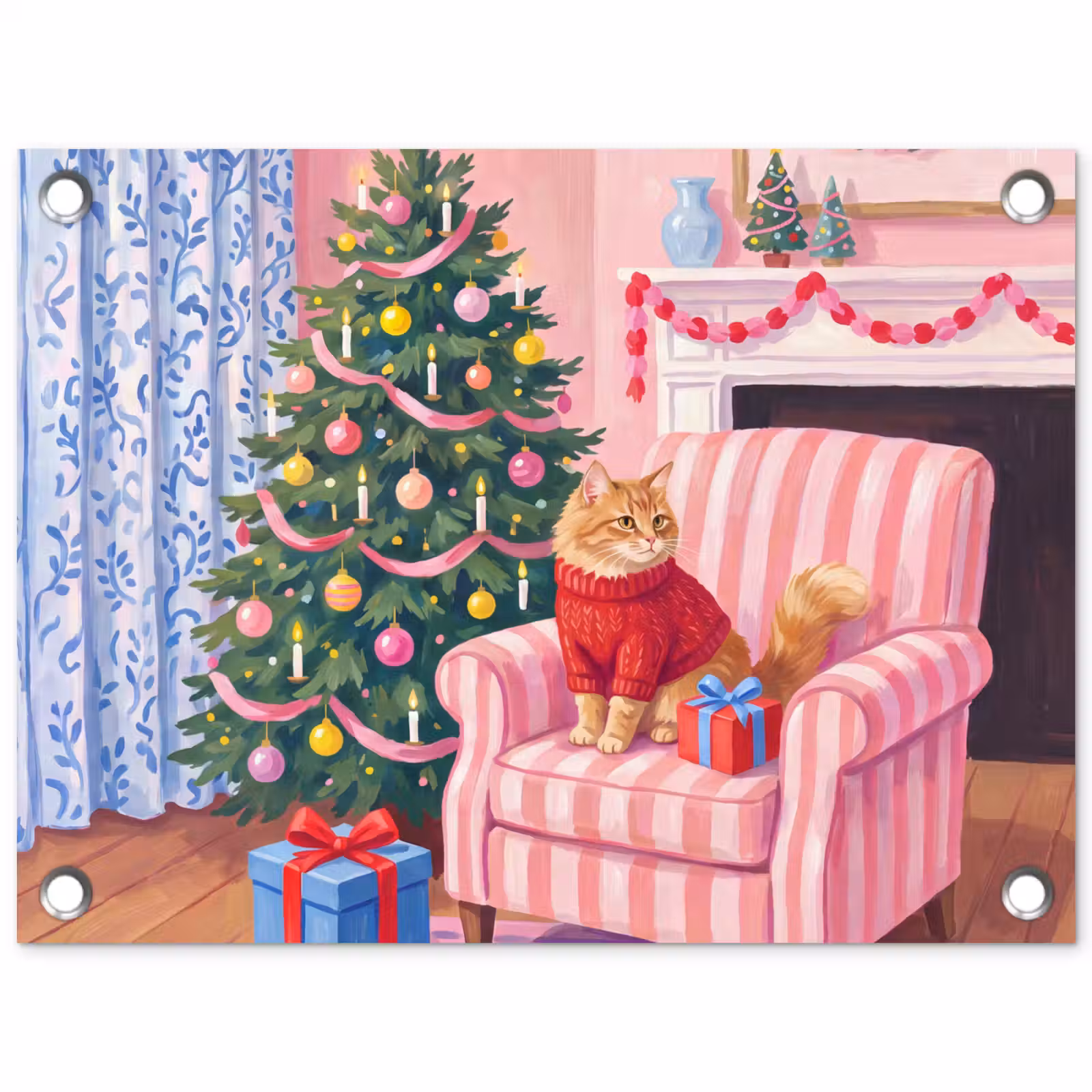 Tuinposter - Kat - Kerst - Interieur — 1