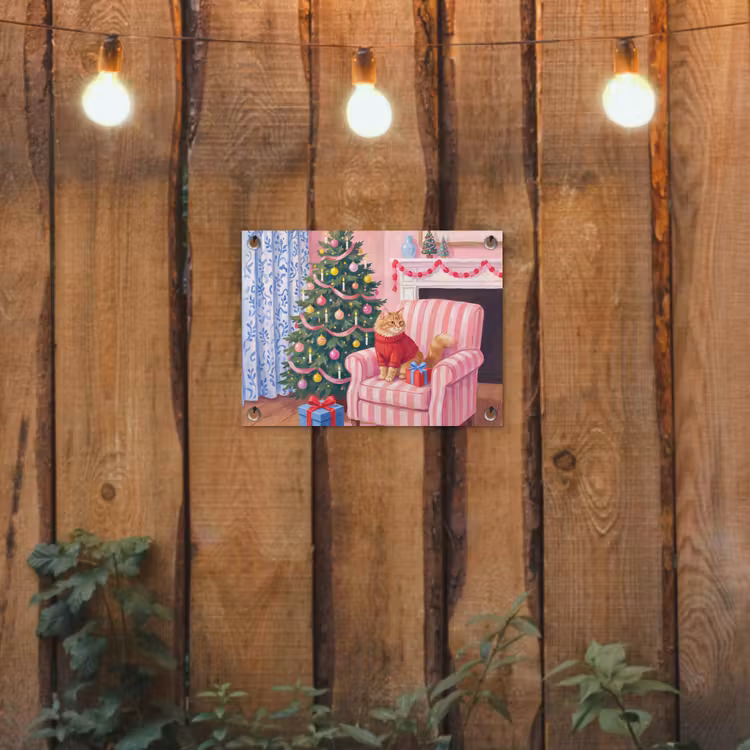 Tuinposter - Kat - Kerst - Interieur — 2