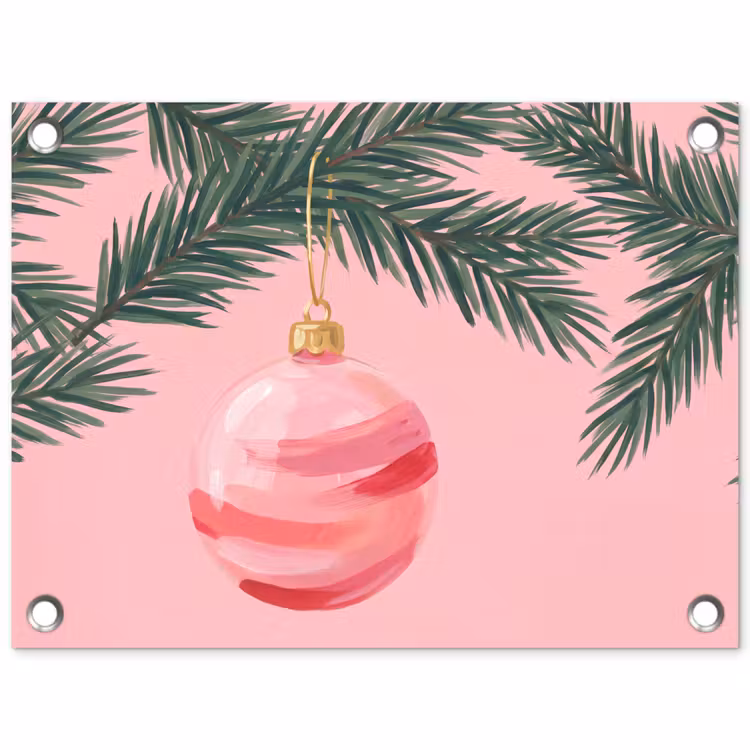 Tuinposter - Kerstbal - Roze - Kerst