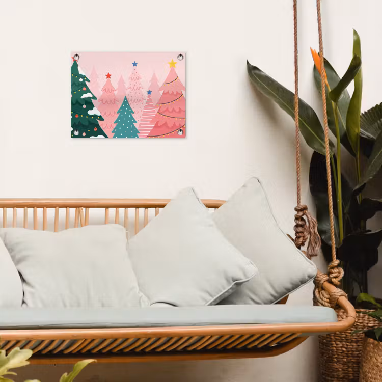 Tuinposter - Kerstbomen - Illustratie - Roze — 5