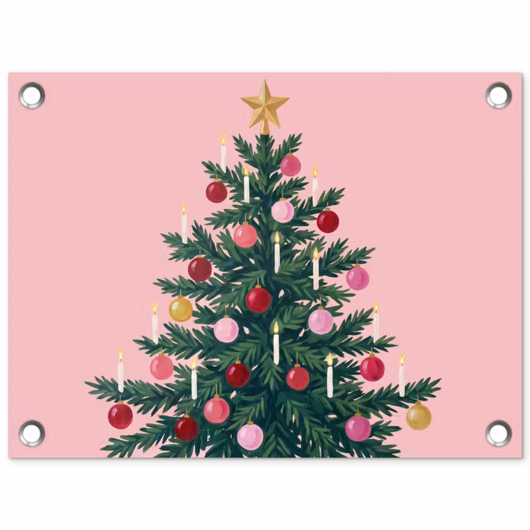 Tuinposter - Kerstboom - Kerst - Roze — 1