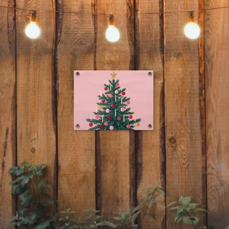 Tuinposter - Kerstboom - Kerst - Roze — 2