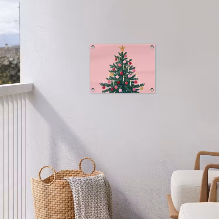 Tuinposter - Kerstboom - Kerst - Roze — 3