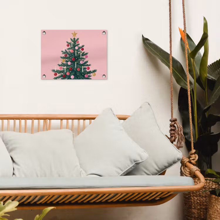 Tuinposter - Kerstboom - Kerst - Roze — 5