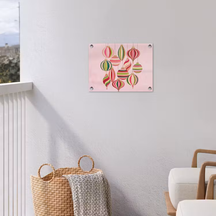 Tuinposter - Kerstversiering - Gestreept - Roze — 3