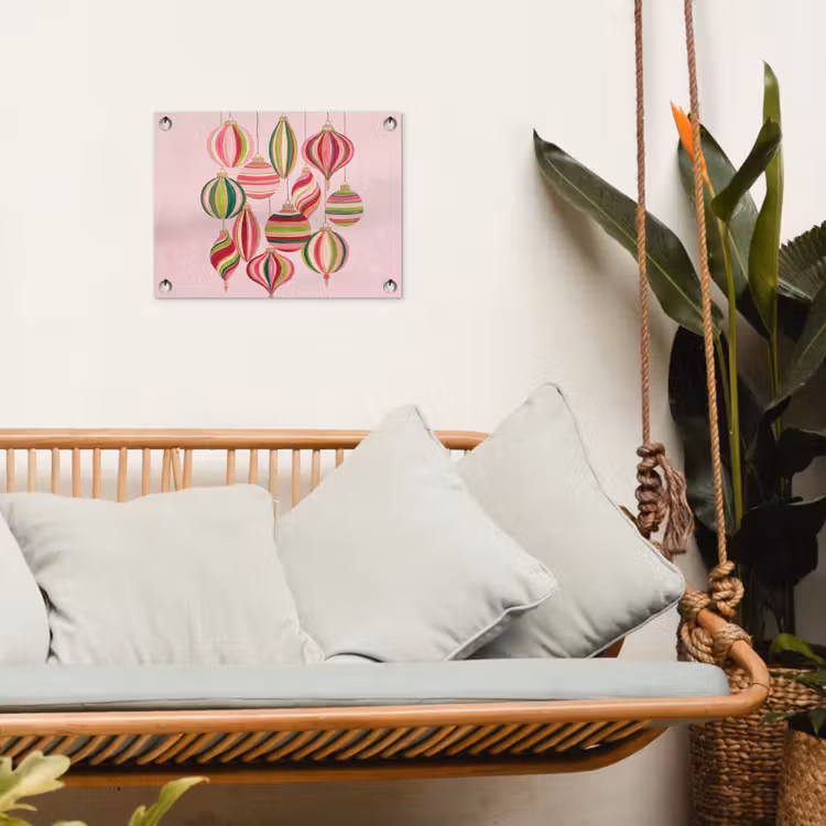 Tuinposter - Kerstversiering - Gestreept - Roze — 5