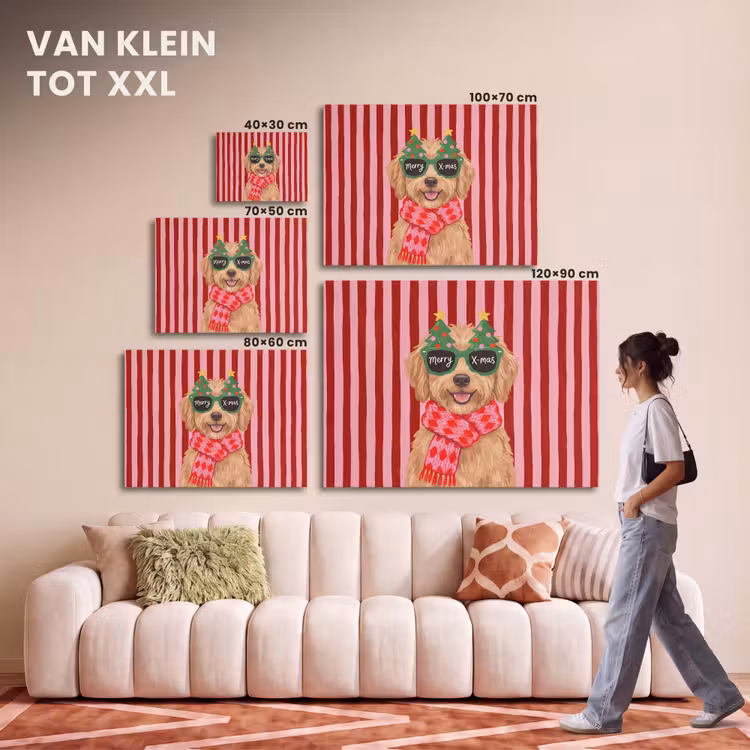 Akoestisch schilderij - Hond - Kerst - Rood — 7