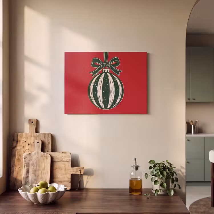 Akoestisch schilderij - Kerstbal - Kerst - Rood — 4