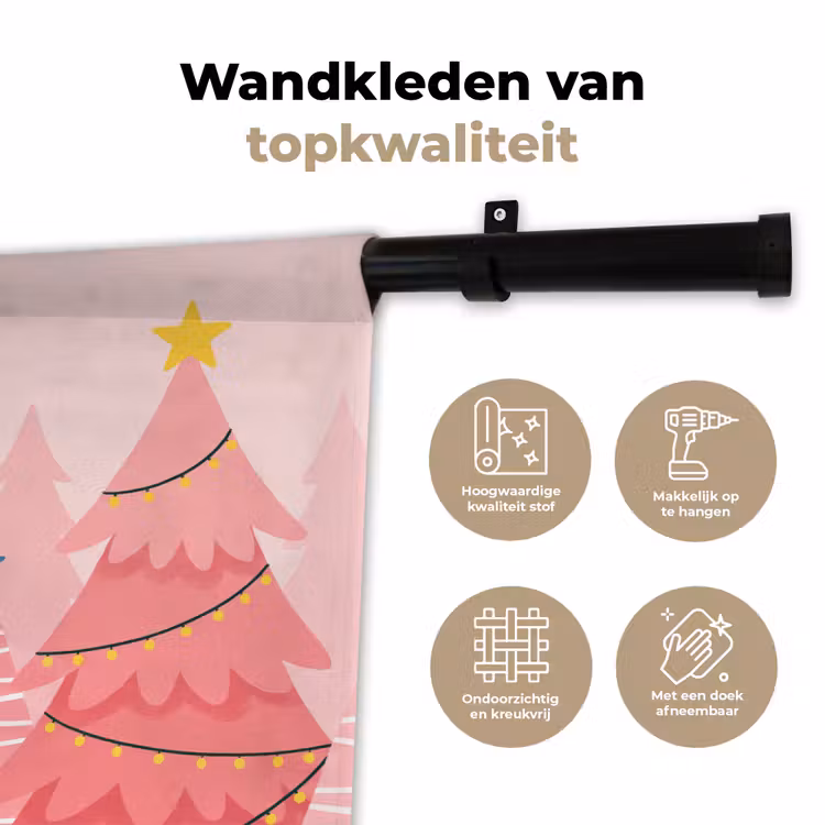 Wandkleed - Kerstbomen - Illustratie - Roze — 3