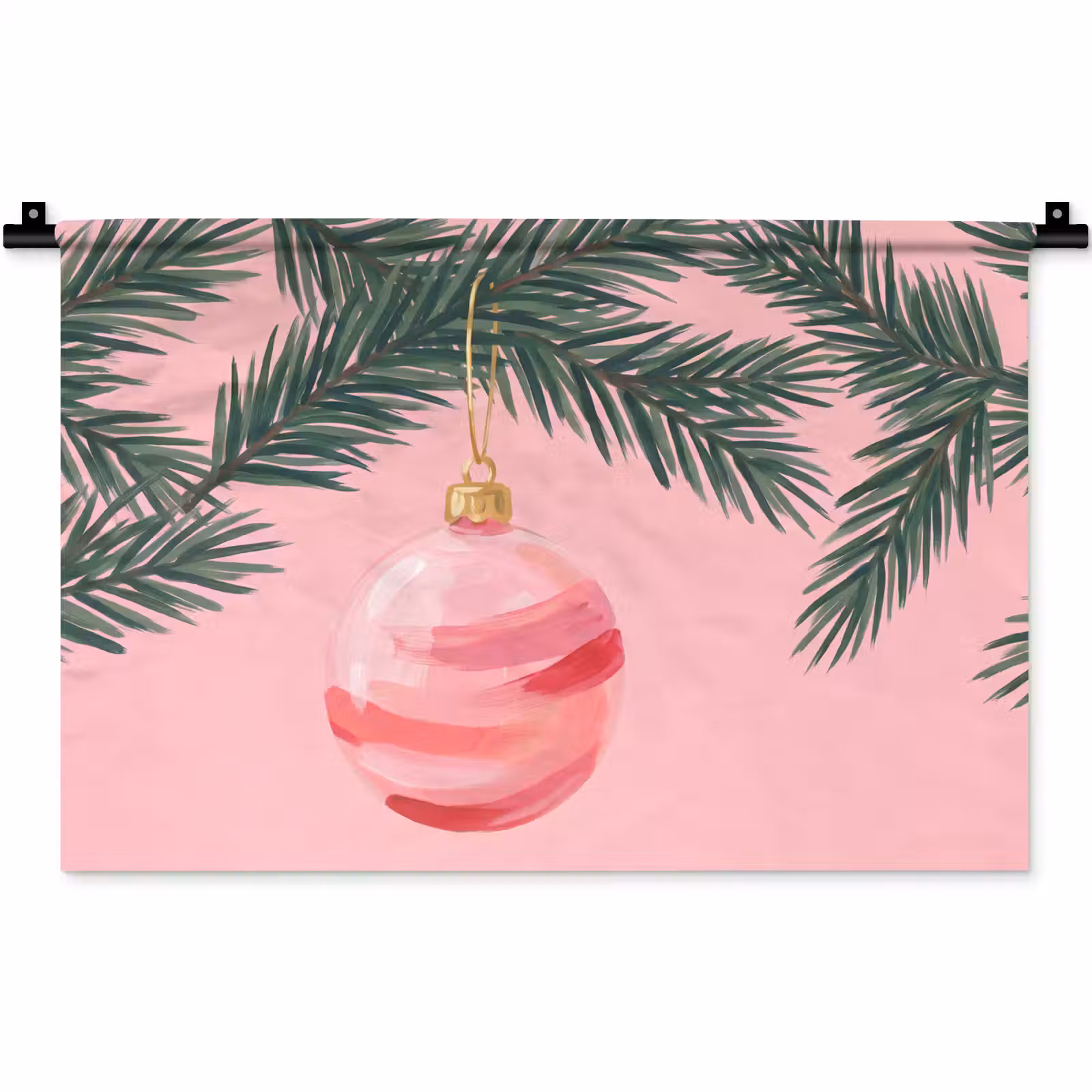 Wandkleed - Kerstbal - Roze - Kerst — 1