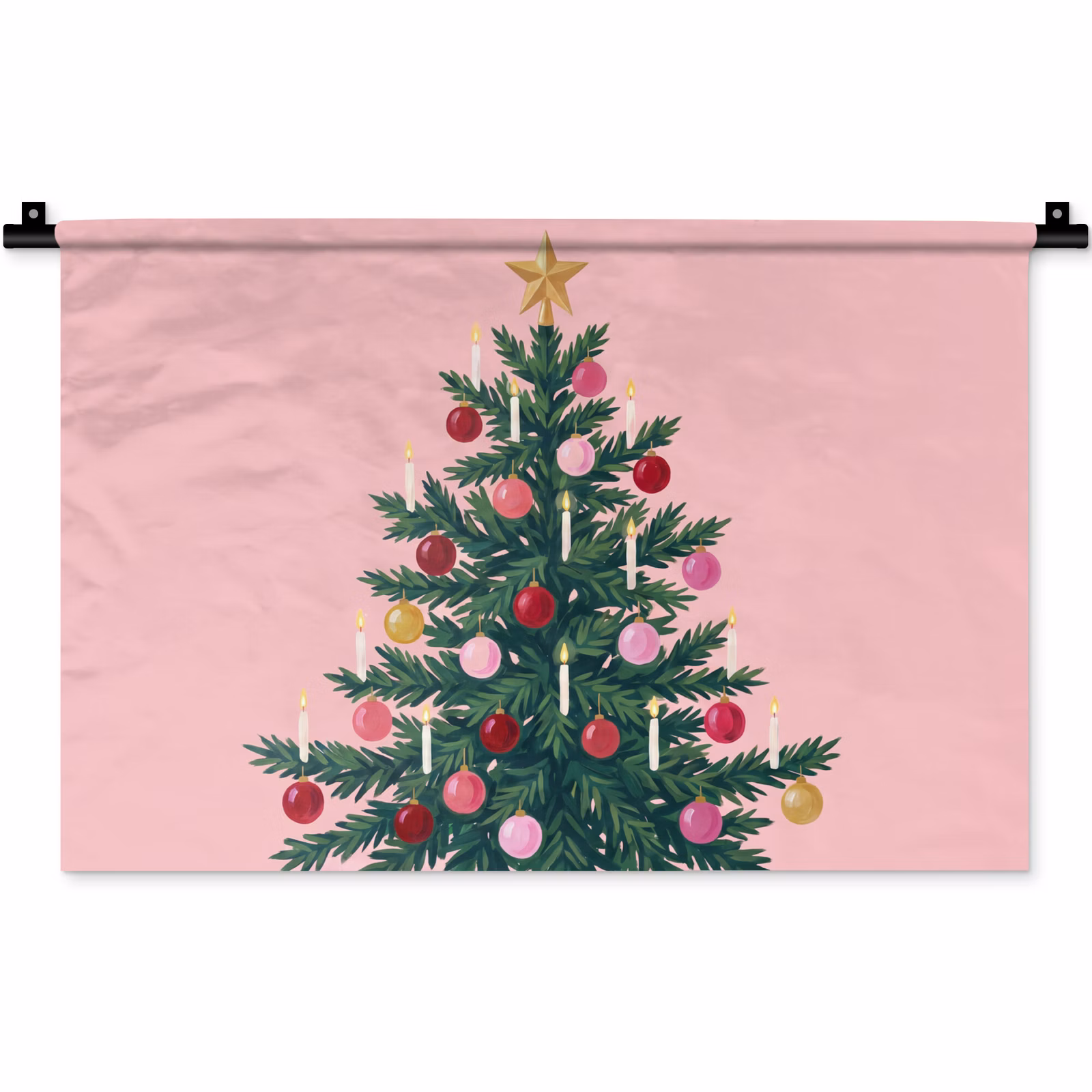Wandkleed - Kerstboom - Kerst - Roze — 1