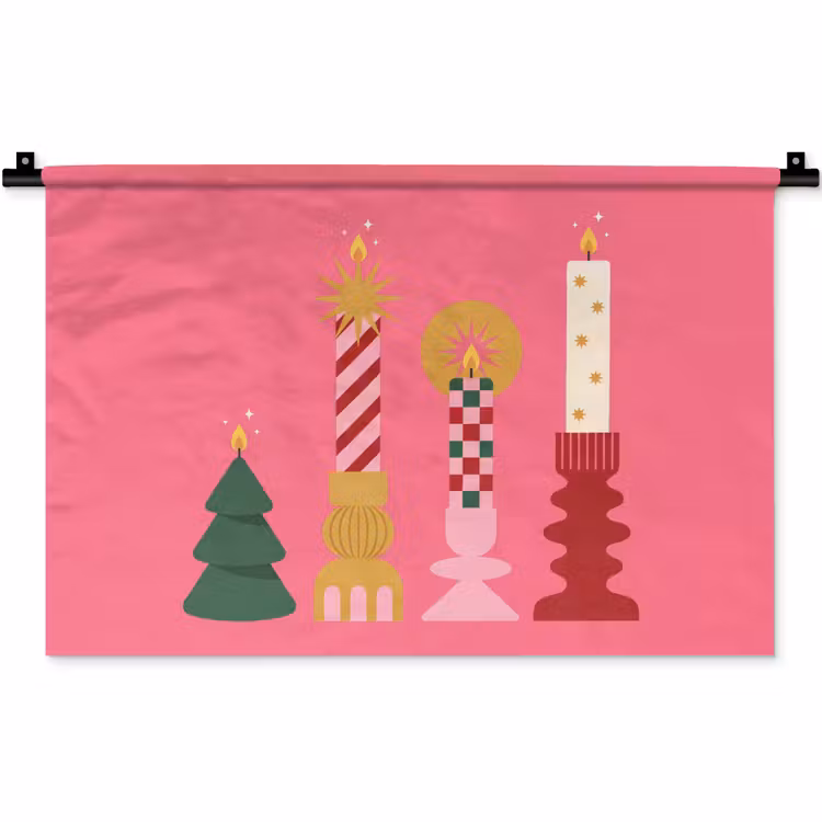 Wandkleed - Kaarsen - Feest - Roze — 1