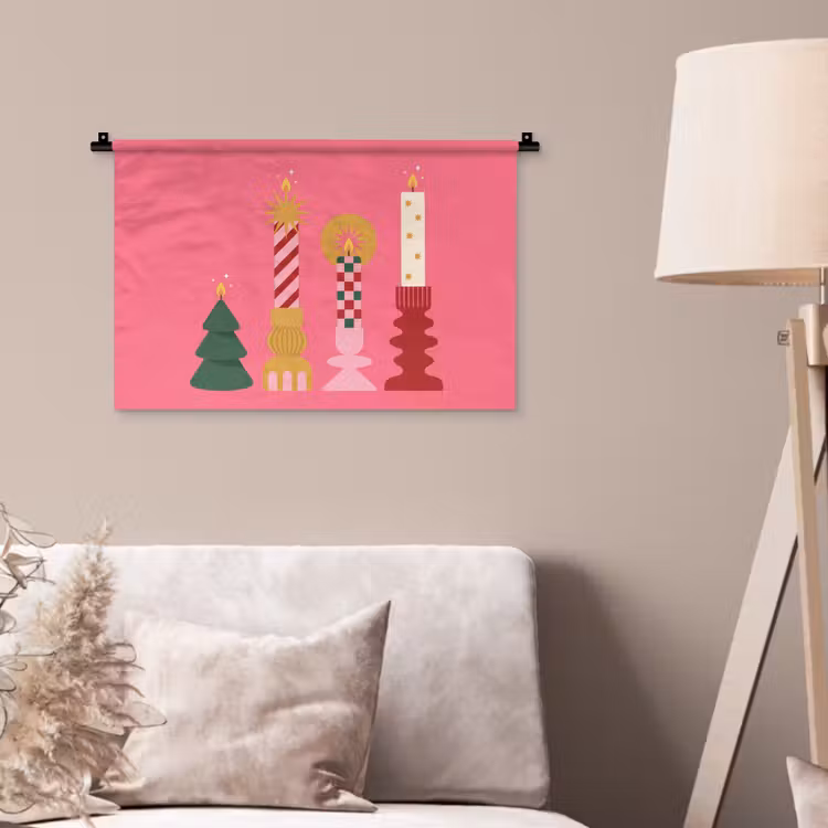 Wandkleed - Kaarsen - Feest - Roze — 2