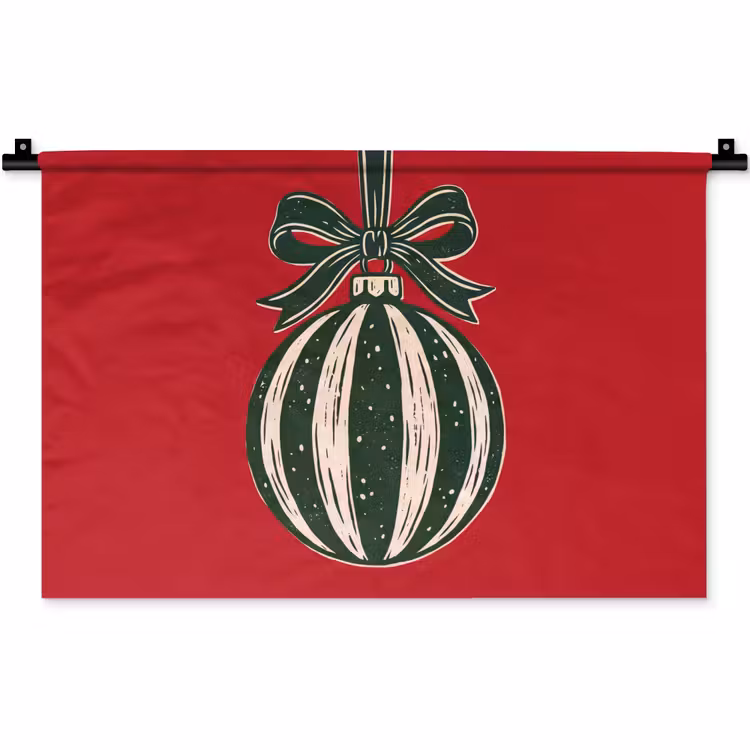 Wandkleed - Kerstbal - Kerst - Rood