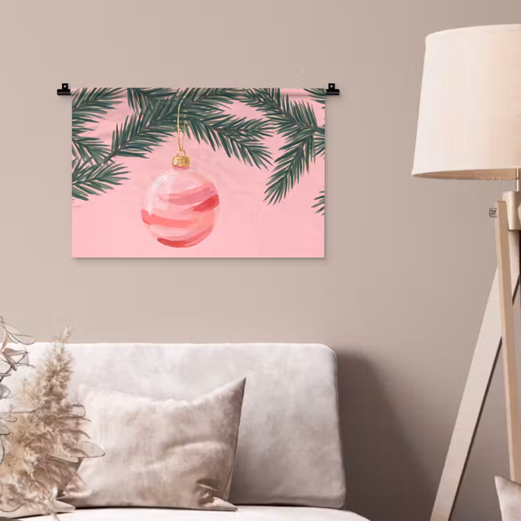 Wandkleed - Kerstbal - Roze - Kerst — 2