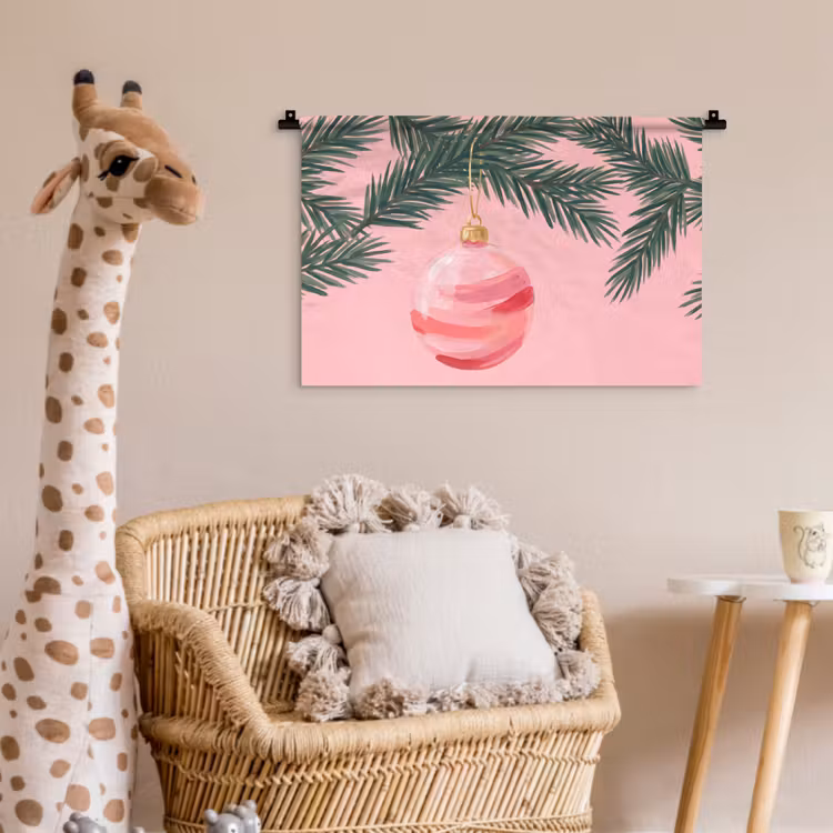 Wandkleed - Kerstbal - Roze - Kerst — 5