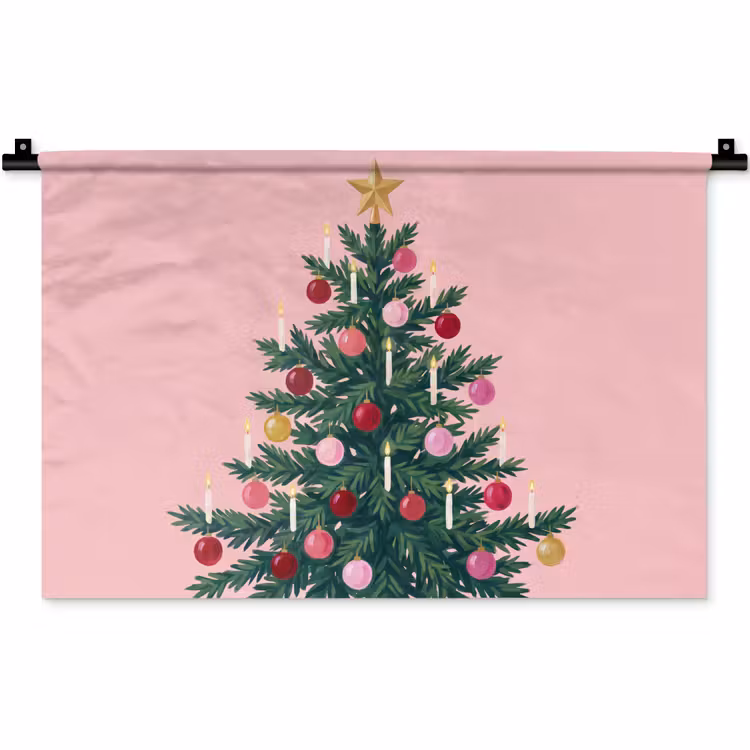 Wandkleed - Kerstboom - Kerst - Roze — 1