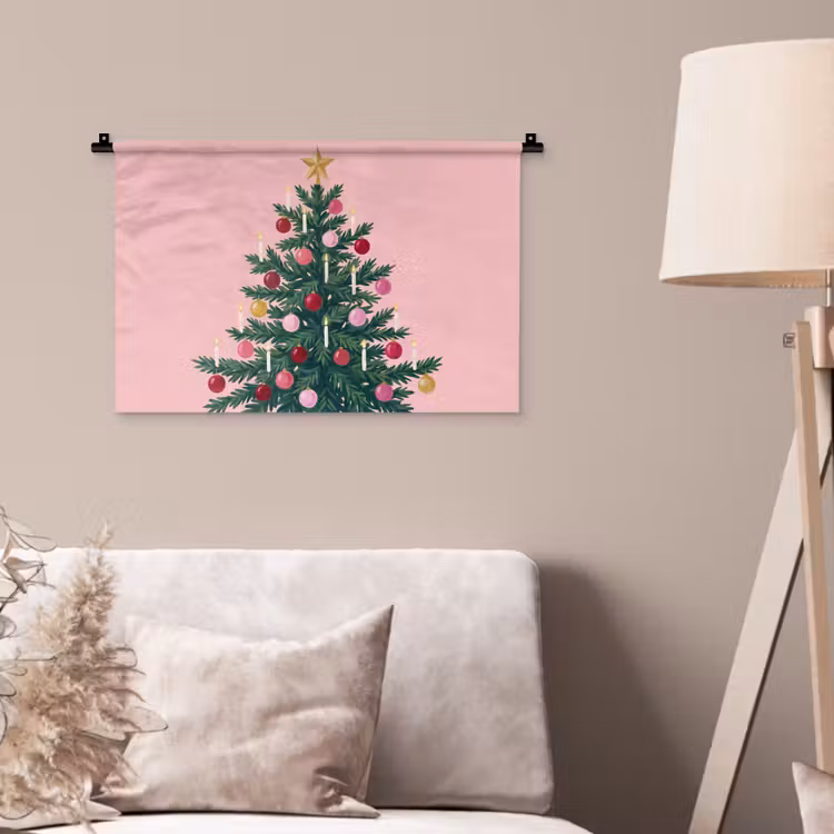 Wandkleed - Kerstboom - Kerst - Roze — 2