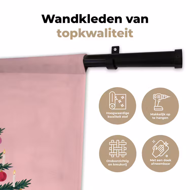 Wandkleed - Kerstboom - Kerst - Roze — 3