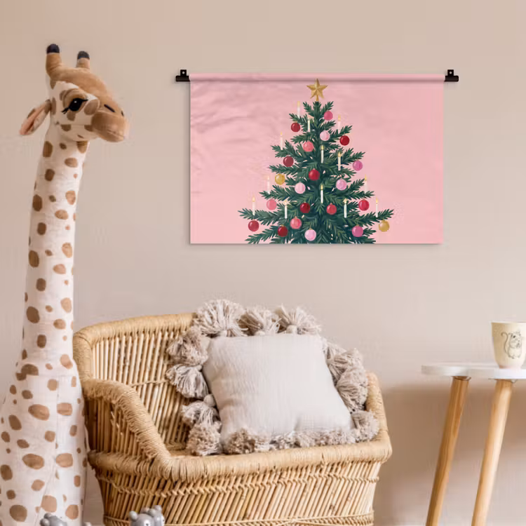 Wandkleed - Kerstboom - Kerst - Roze — 5