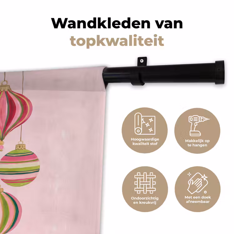 Wandkleed - Kerstversiering - Gestreept - Roze — 3